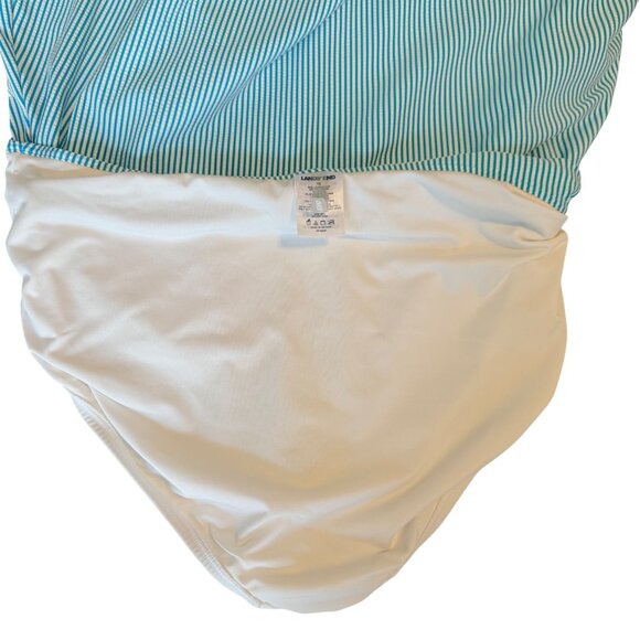 12 Lands End Blue Seersucker Knit 2 Piece Tankini Skirt Swimsuit Underwire Top - Picture 11 of 13